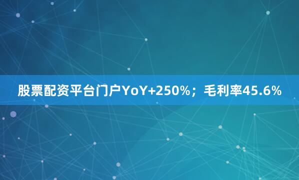股票配资平台门户YoY+250%；毛利率45.6%
